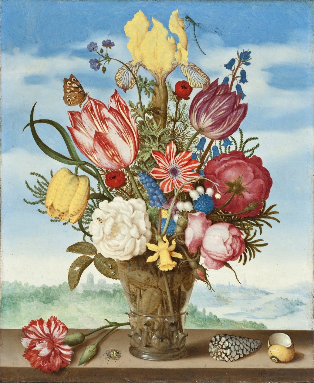 Blumenstrauß auf einem Sims von Ambrosius the Elder Bosschaert