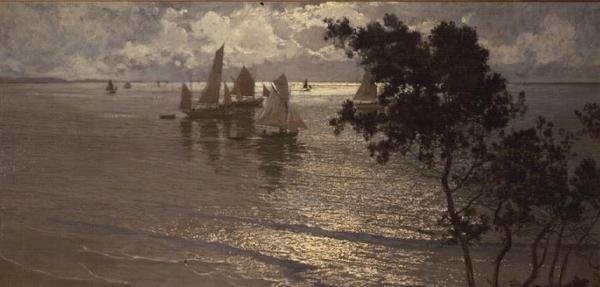 Yachten vor der Küste von Amédée Julien Marcel Clément