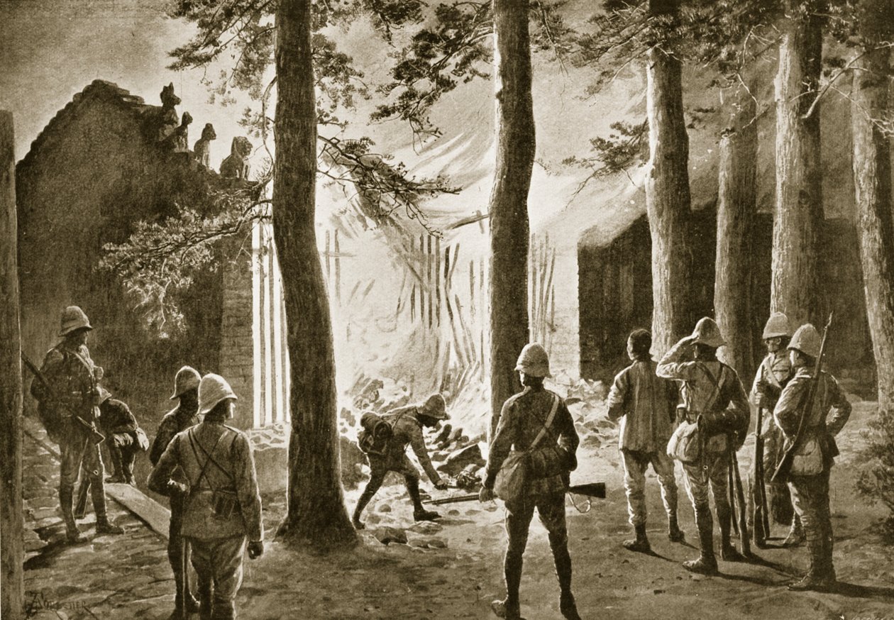 Die Zerstörung eines chinesischen Tempels am Ufer des Pei-Ho von Amedee Forestier