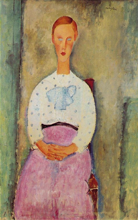 Junges Mädchen mit gepunkteter Bluse von Amedeo Modigliani