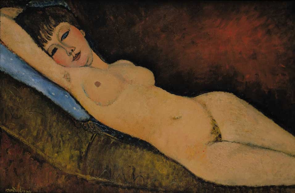 Nu Couche au coussin Bleu von Amedeo Modigliani