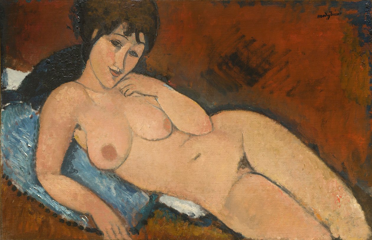 Akt auf einem blauen Kissen von Amedeo Modigliani