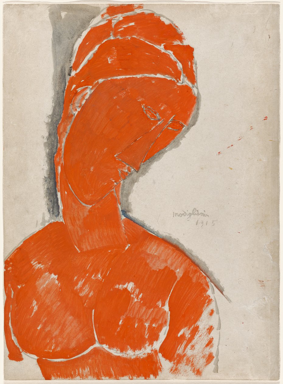 Weibliche Büste in Rot von Amedeo Modigliani