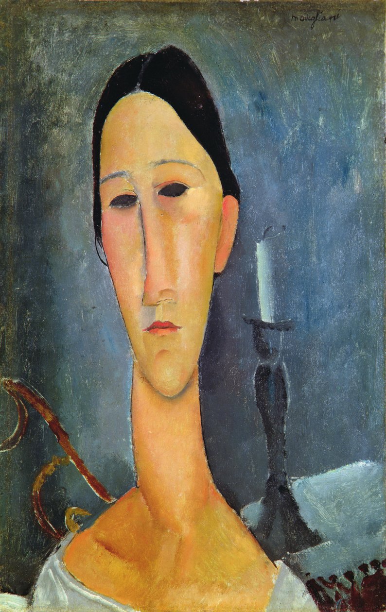 Hanka Zborowska mit einem Kerzenhalter, 1919 von Amedeo Modigliani