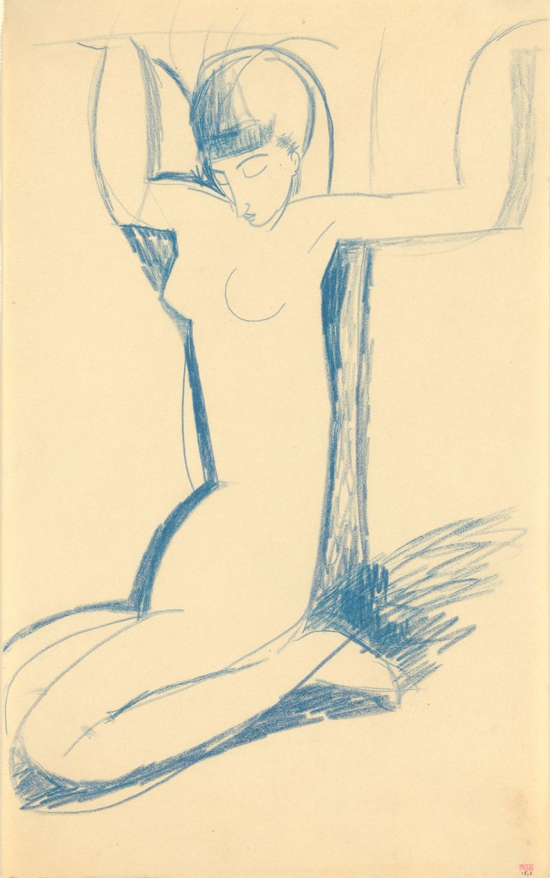 Kniende blaue Karyatide (Anna Akhmatova) von Amedeo Modigliani