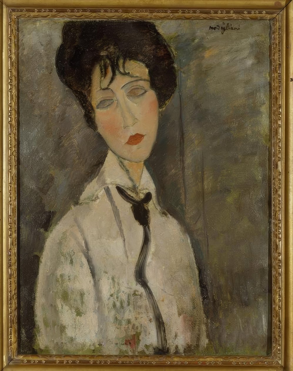 Die Frau mit der schwarzen Krawatte von Amedeo Modigliani