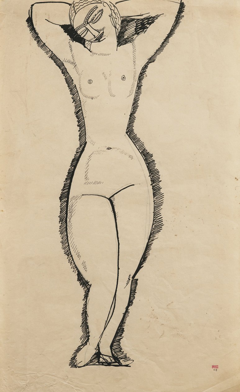 Stehender Akt mit erhobenen Armen (Anna Achmatowa) von Amedeo Modigliani
