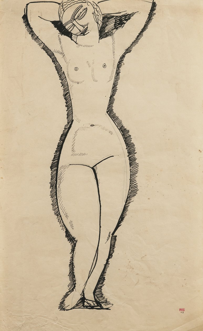 Stehender Akt mit erhobenen Armen von Amedeo Modigliani