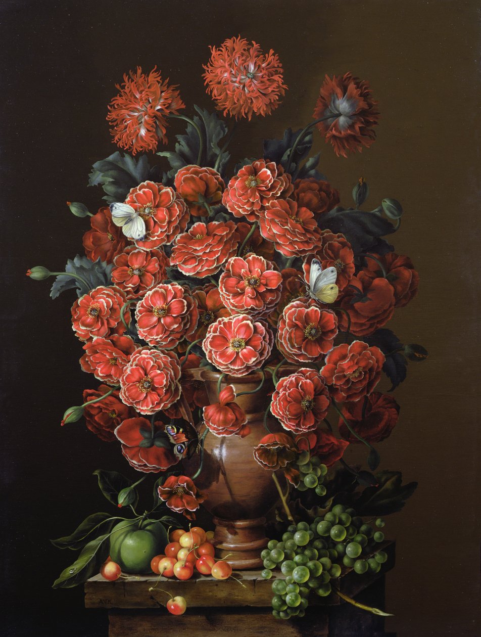 Mohnblumen in einer Terrakottavase von Amelia Kleiser