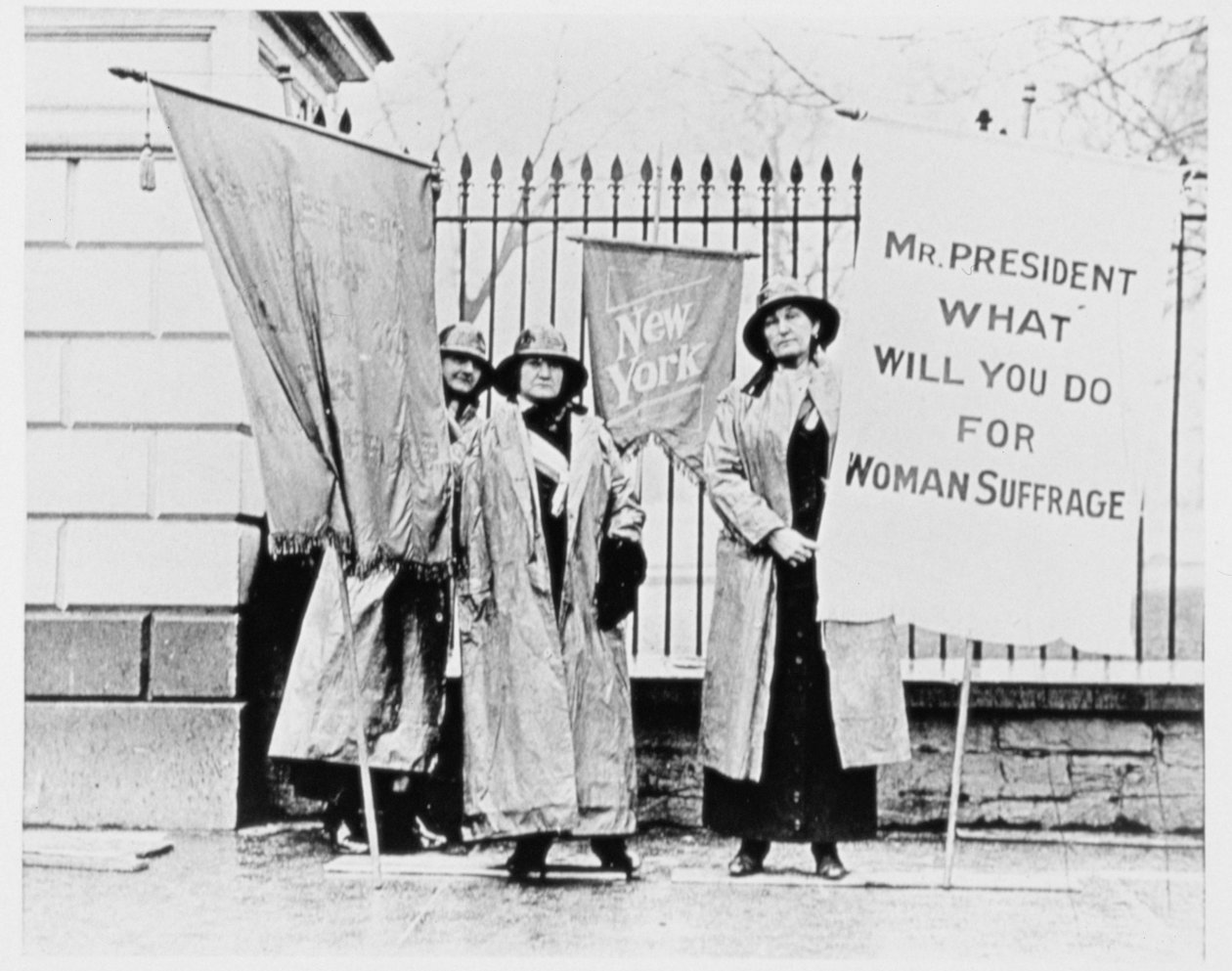 Frauen mit Bannern vor dem Tor des Weißen Hauses, Washington D.C. von American Photographer