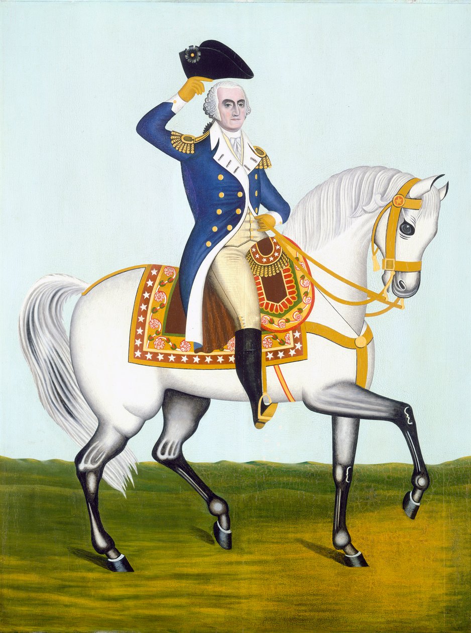 General Washington auf einem weißen Pferd, ca. 1835 von American School