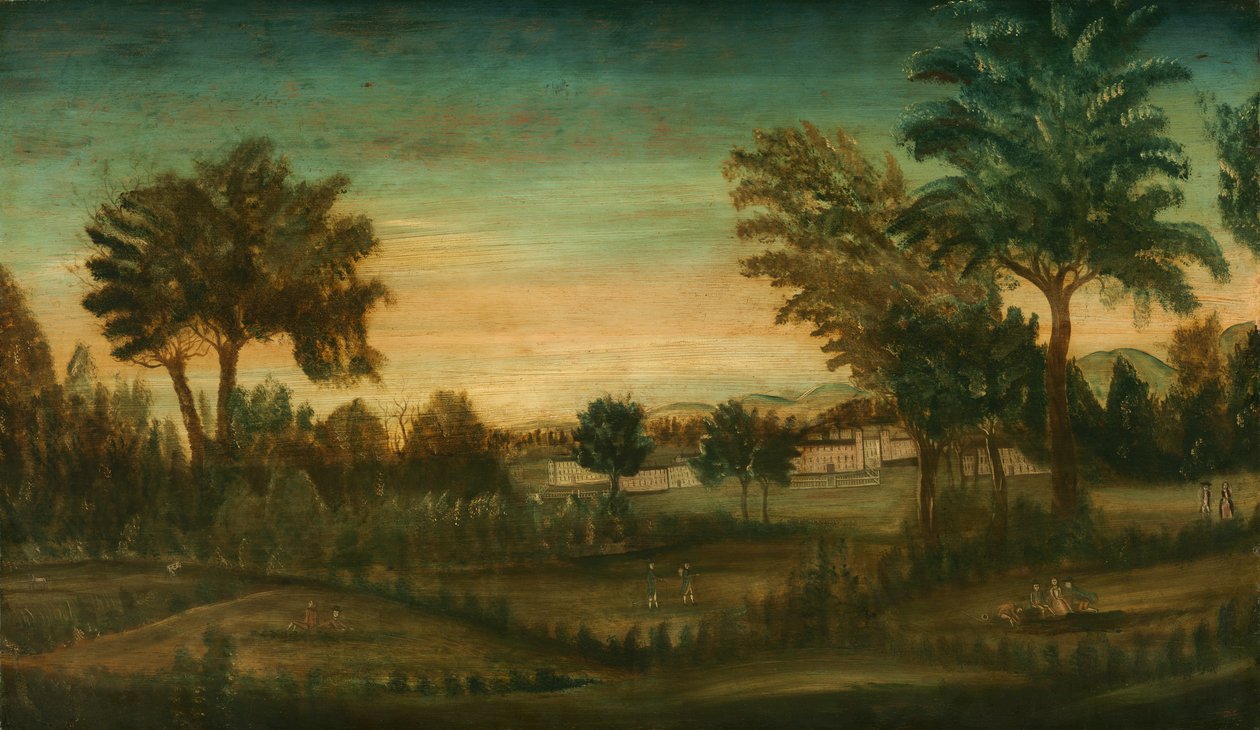 Landschaft mit Gebäuden von American 18th Century