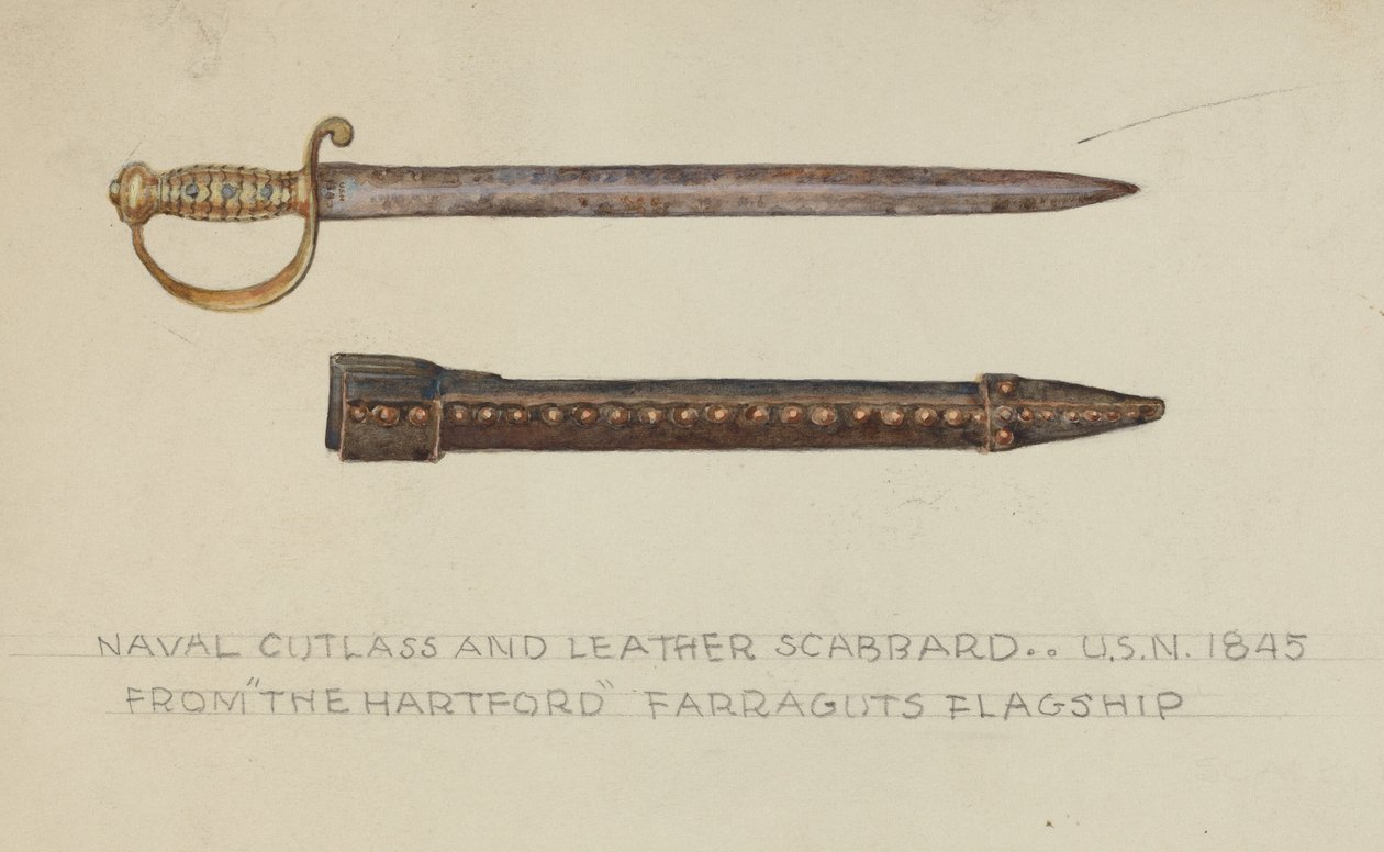Krummsäbel und Lederscheide von American 20th Century