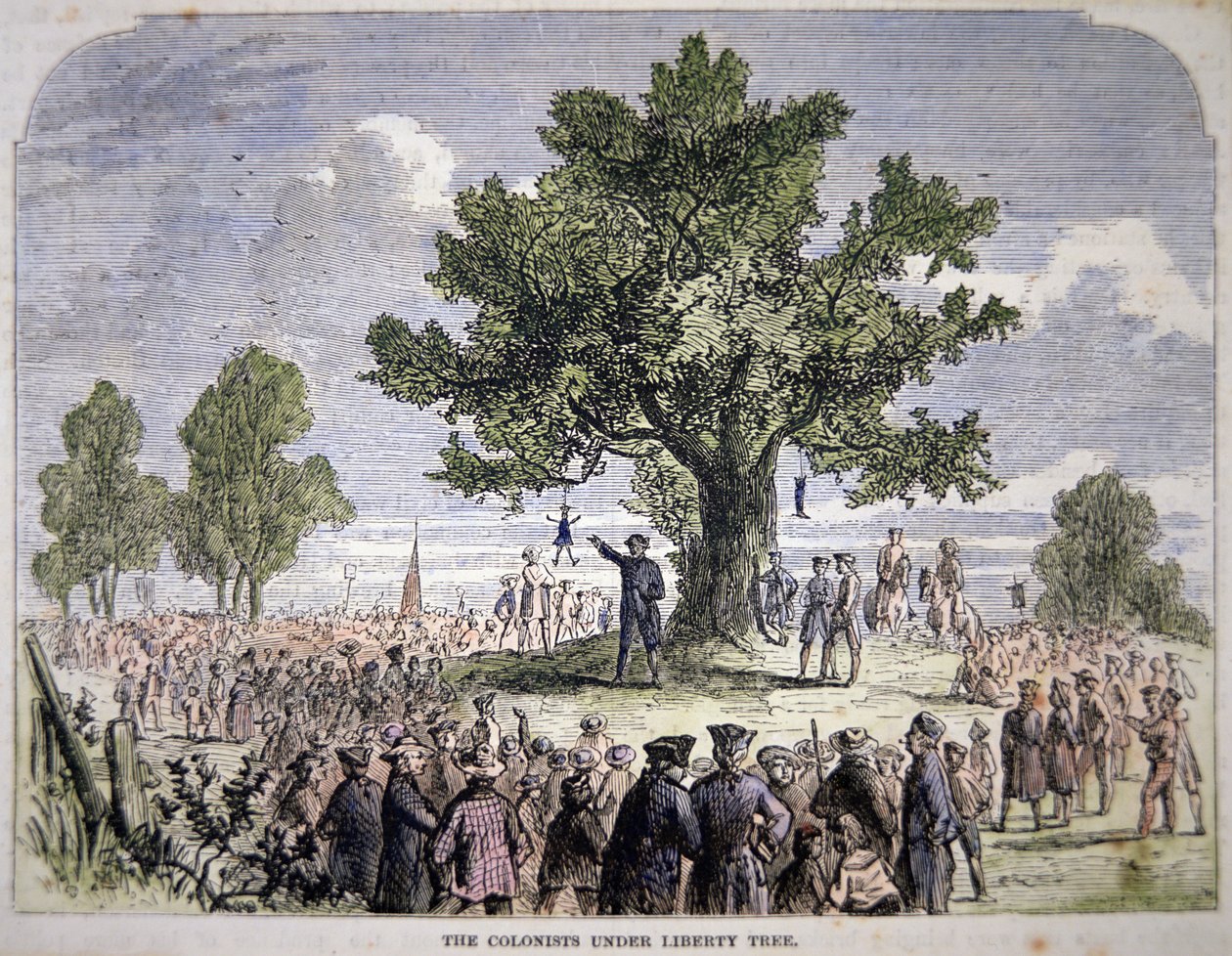 Kolonisten unter dem Freiheitsbaum von American School