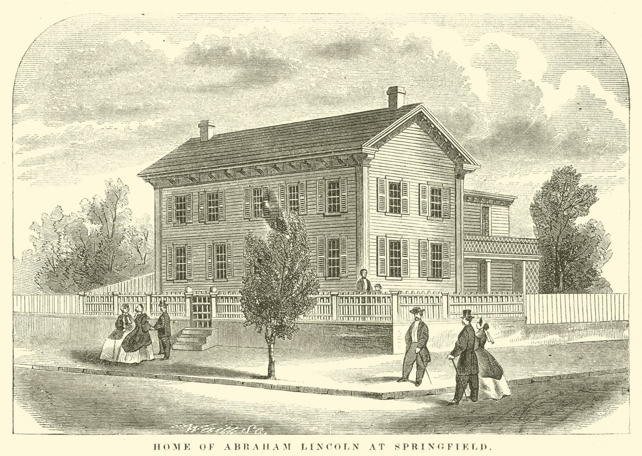 Heim von Abraham Lincoln in Springfield (Gravur) von American School
