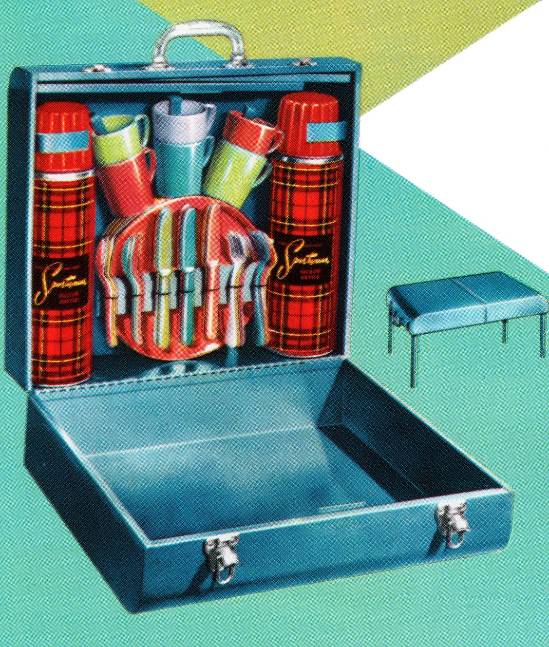 Retro tragbares Picknick-Set von American School