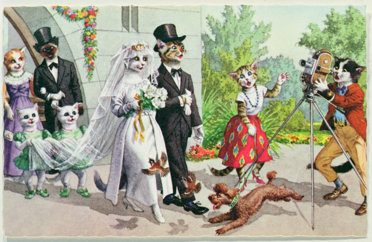 Die Hochzeit, frühes 20. Jahrhundert, amerikanische Postkarte von American School