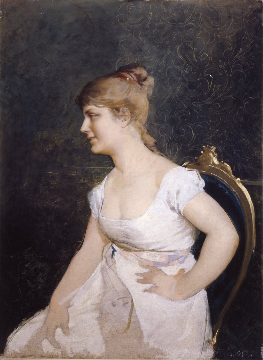 Porträt einer jungen Dame von Amos Cassioli