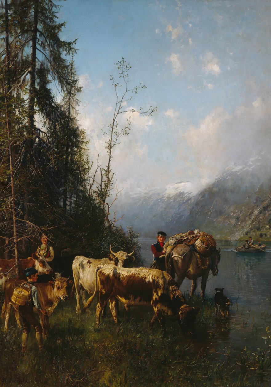 Fjordlandschaft mit Kühen von Anders Askevold