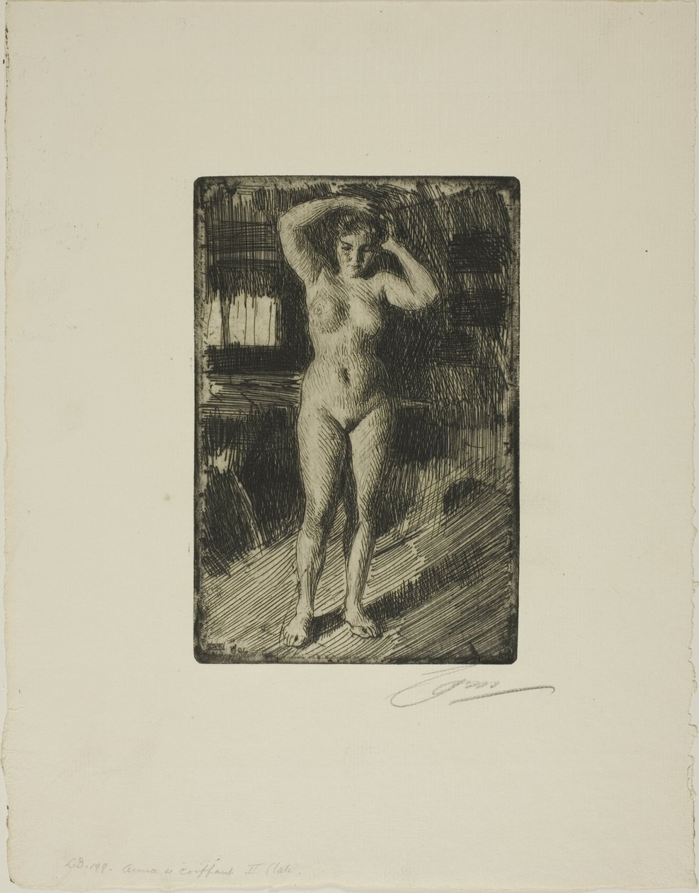 Anna macht ihr Haar von Anders Leonard Zorn