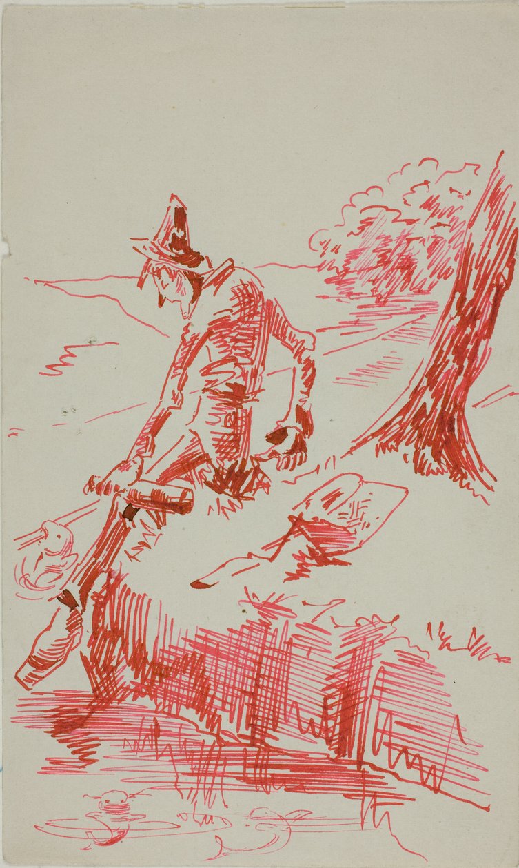 Mann beim Angeln und mit Flasche von Anders Zorn