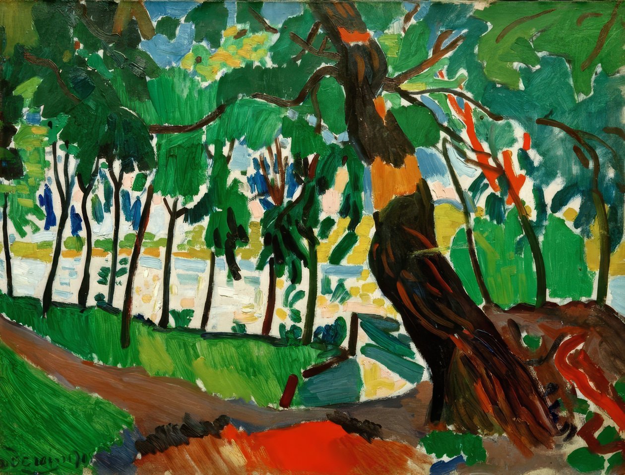 Baum, Landschaft am Flussufer von Andre Derain
