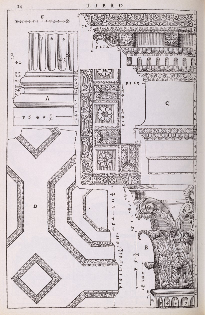 Diagramme zum Tempio di Marte Vendicatore, Illustration aus einer Faksimileausgabe von 