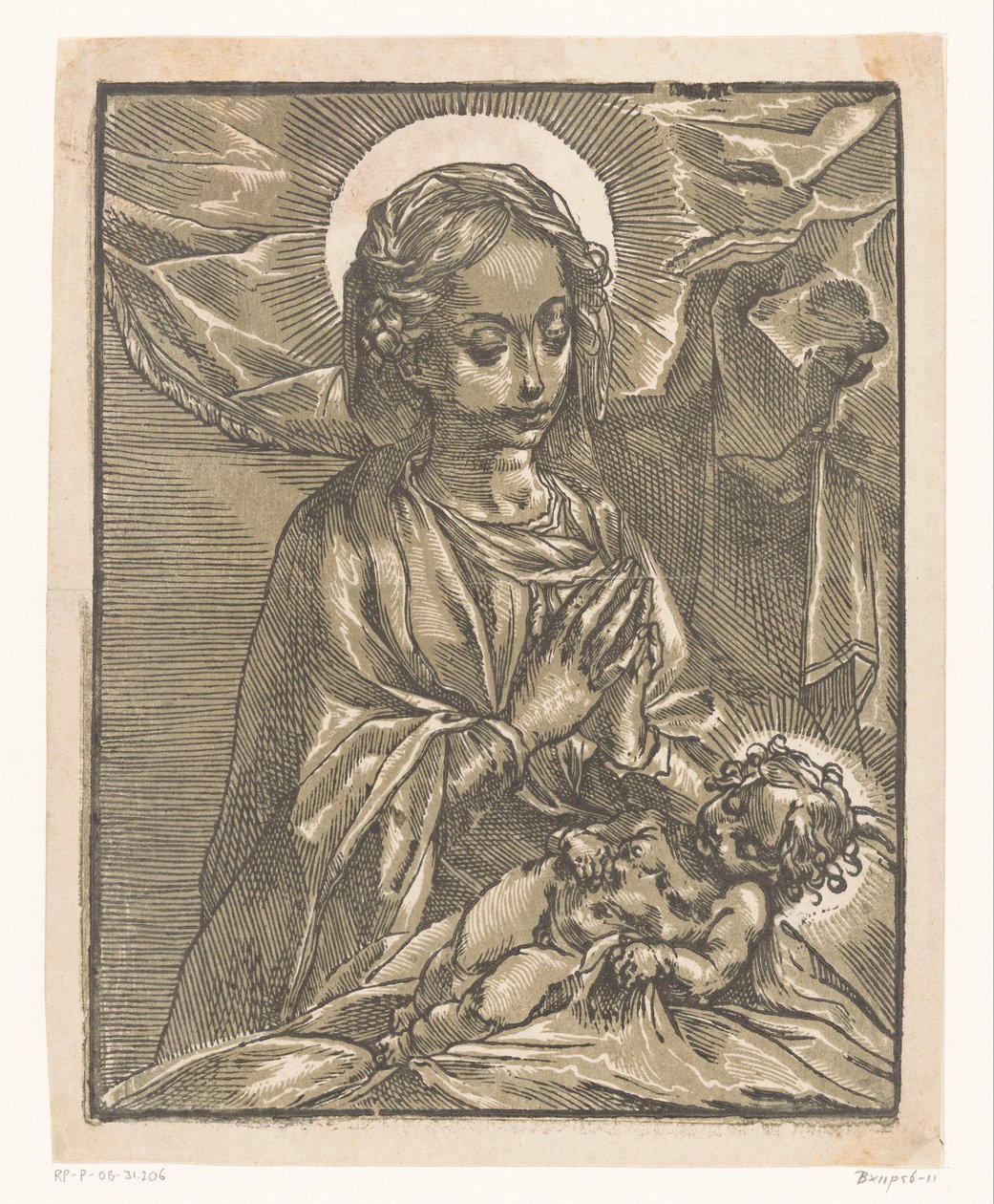 Maria betet das Christuskind an von Andrea Andreani