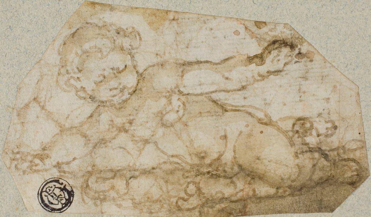 Putto mit Girlande von Andrea Lilio
