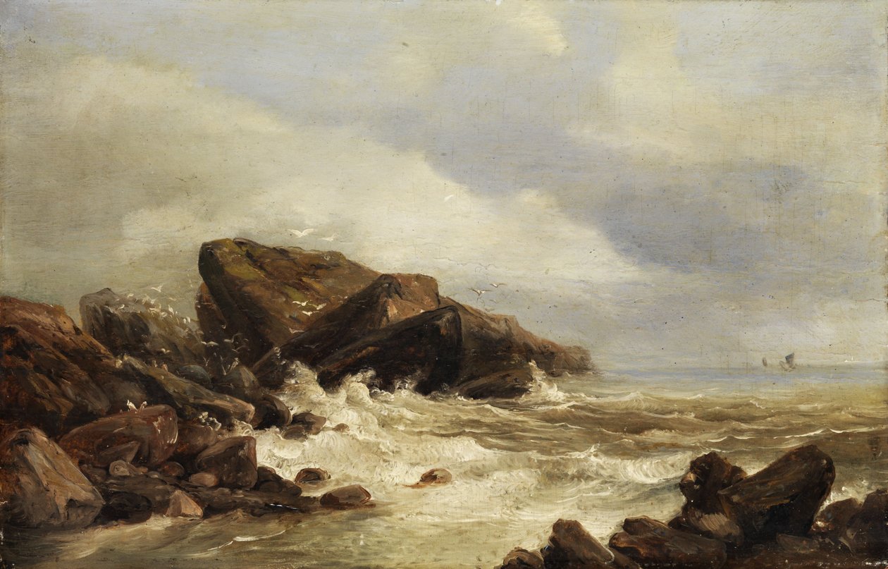 Felsenküste in der Brandung von Andreas Achenbach