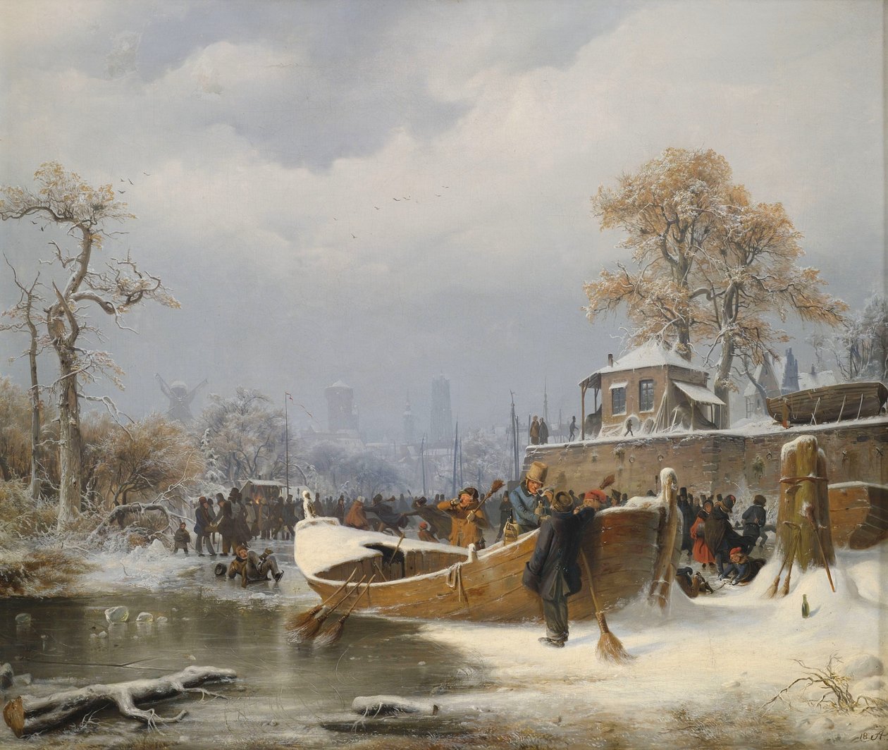 Winterliche Bootsanlegestelle von Andreas Achenbach