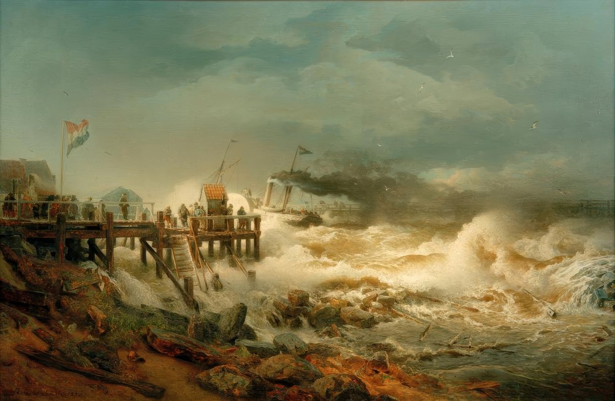 Abfahrt eines Dampfers von Andreas Achenbach