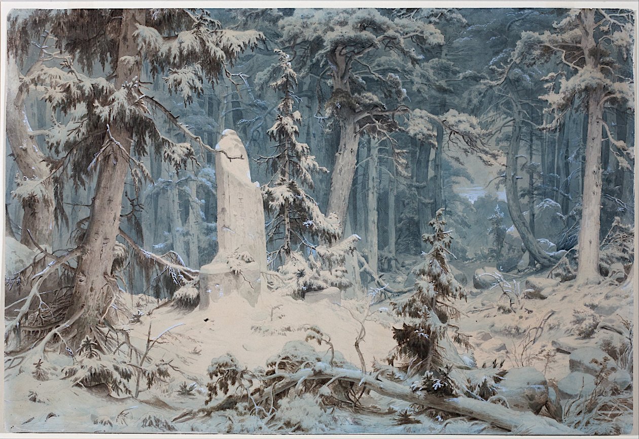 Verschneiter Wald von Andreas Achenbach