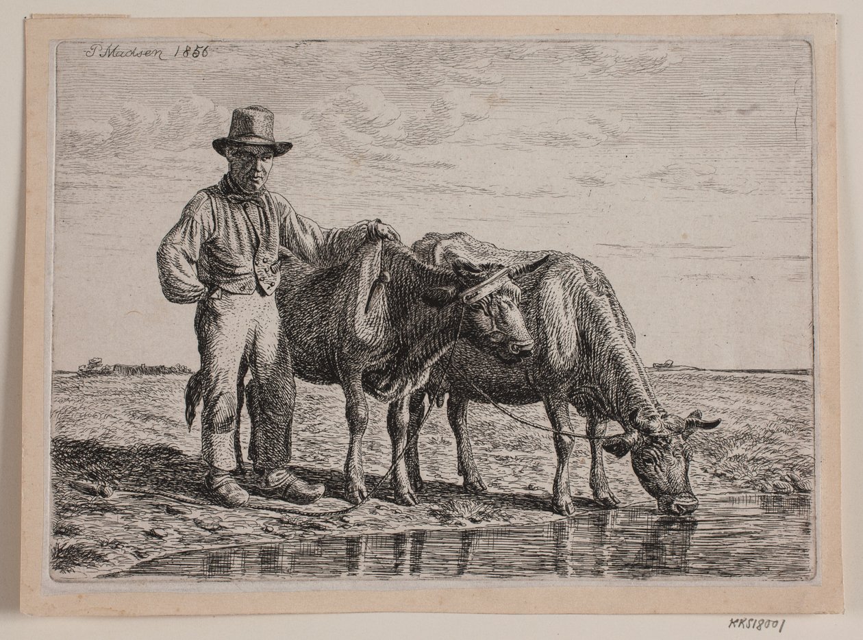 Hirte mit Kühen von Andreas Peter Madsen