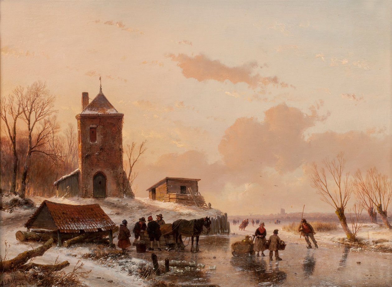 Das Beladen des Schlittens von Andreas Schelfhout