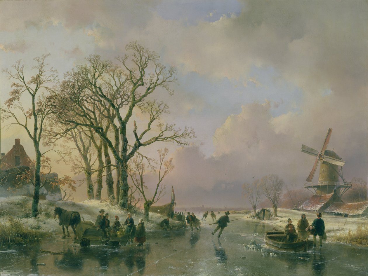Schlittschuhlaufen in Holland von Andreas Schelfhout