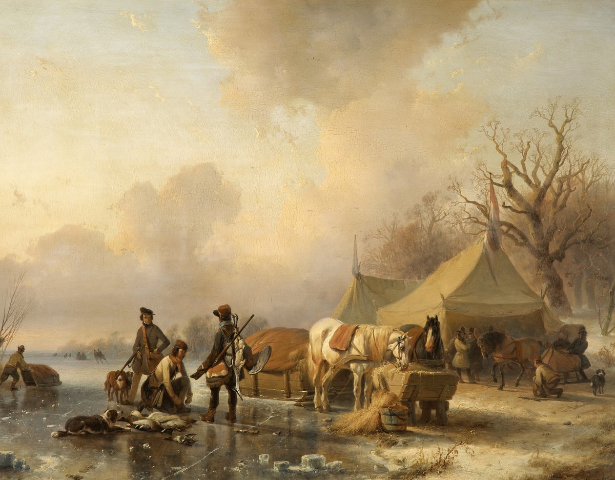 Winterszene mit Schlitten von Andreas Schelfhout