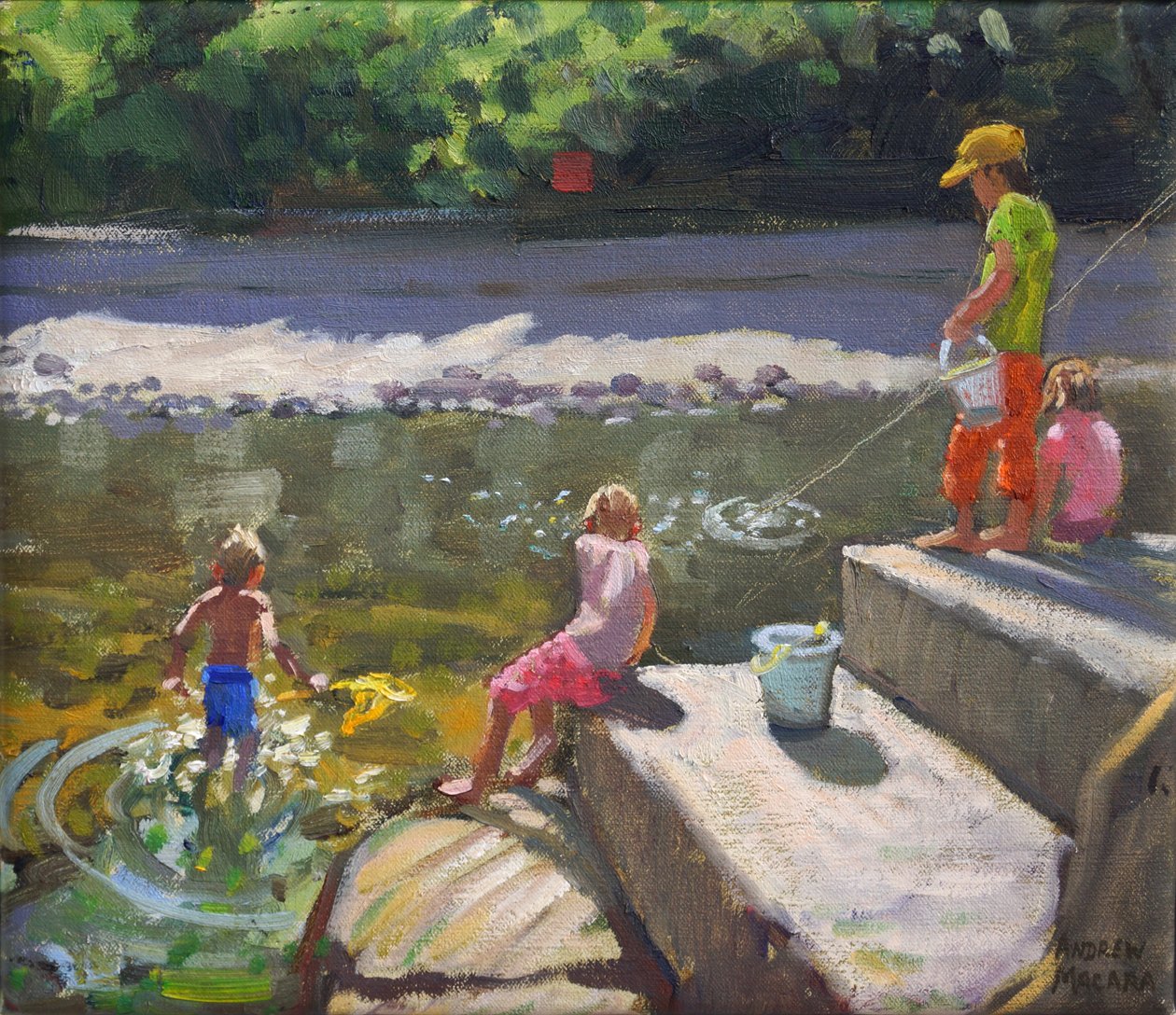 Kinder angeln, Looe, Cornwall, 2014 von Andrew Macara