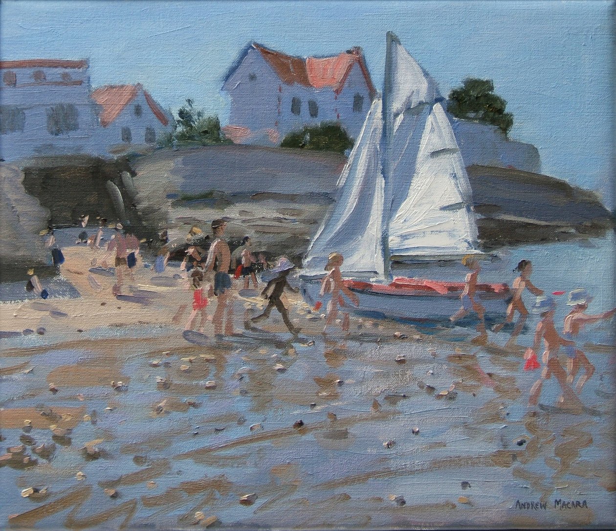 Weißes Segelboot, Palais sur Mer, Frankreich von Andrew Macara