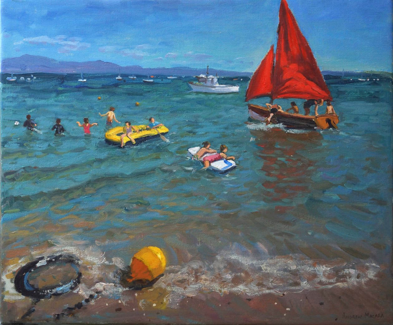 Gelbe Boje und rote Segel, Abersoch von Andrew Macara