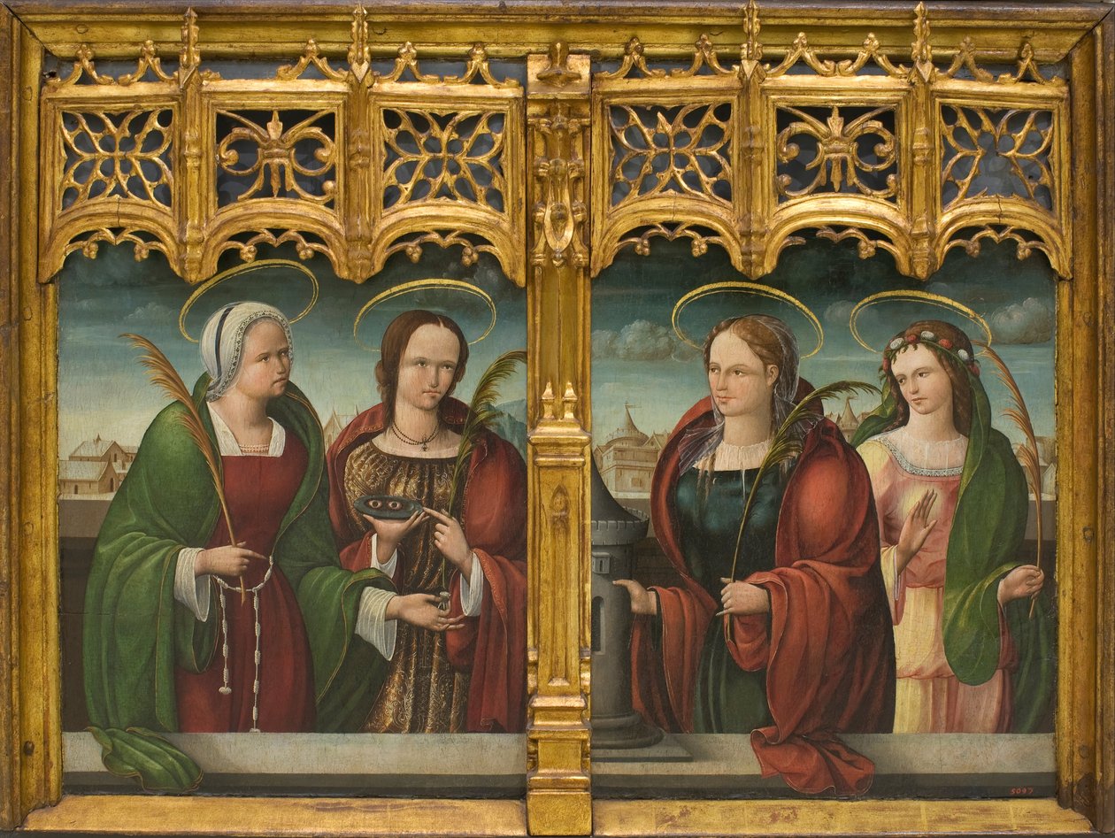 Heilige Apollonia, Lucia und Barbara und eine weitere heilige Märtyrerin von Andrés devMelgar