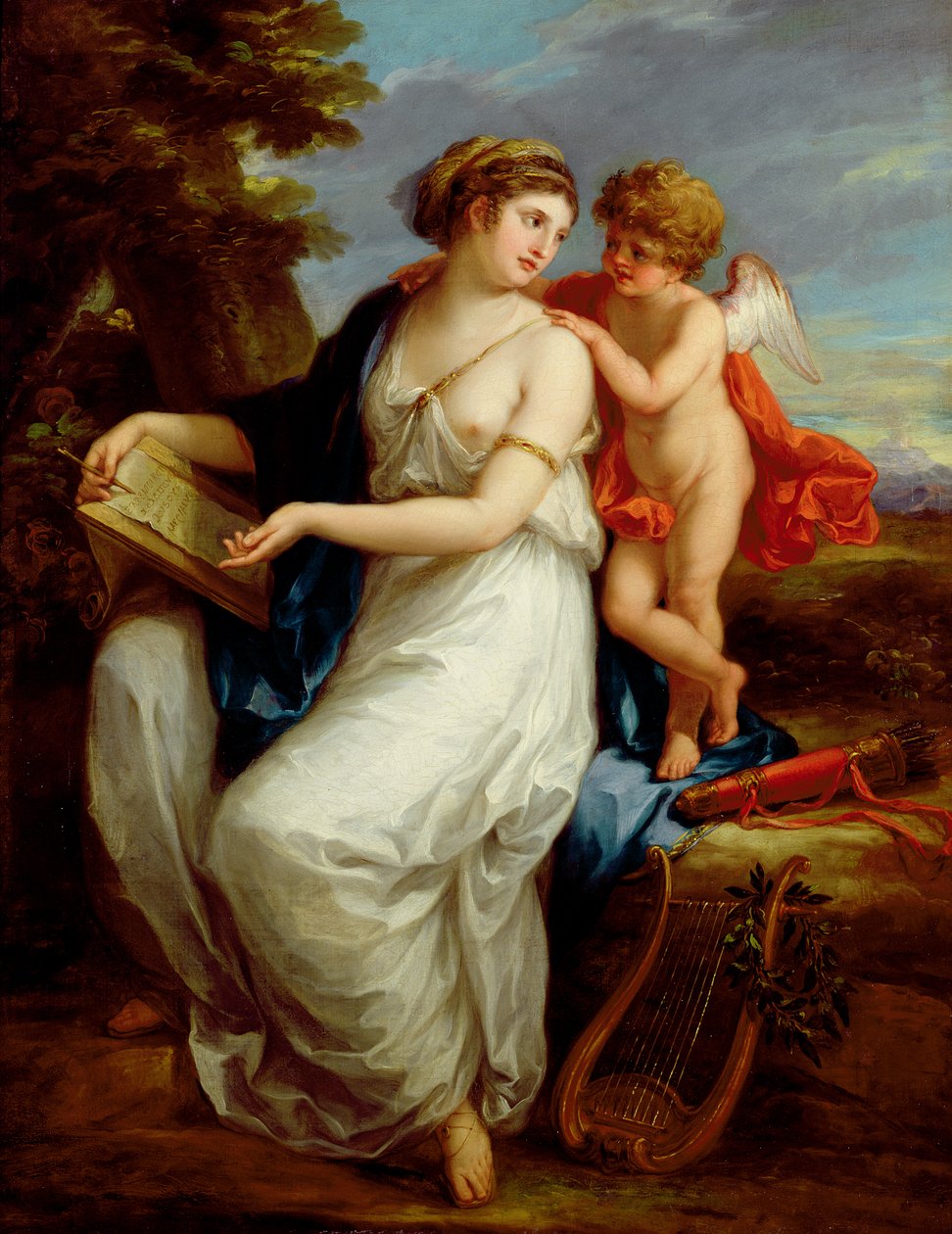 Erato, die Muse der Lyrik mit einem Putto von Angelica Kauffmann