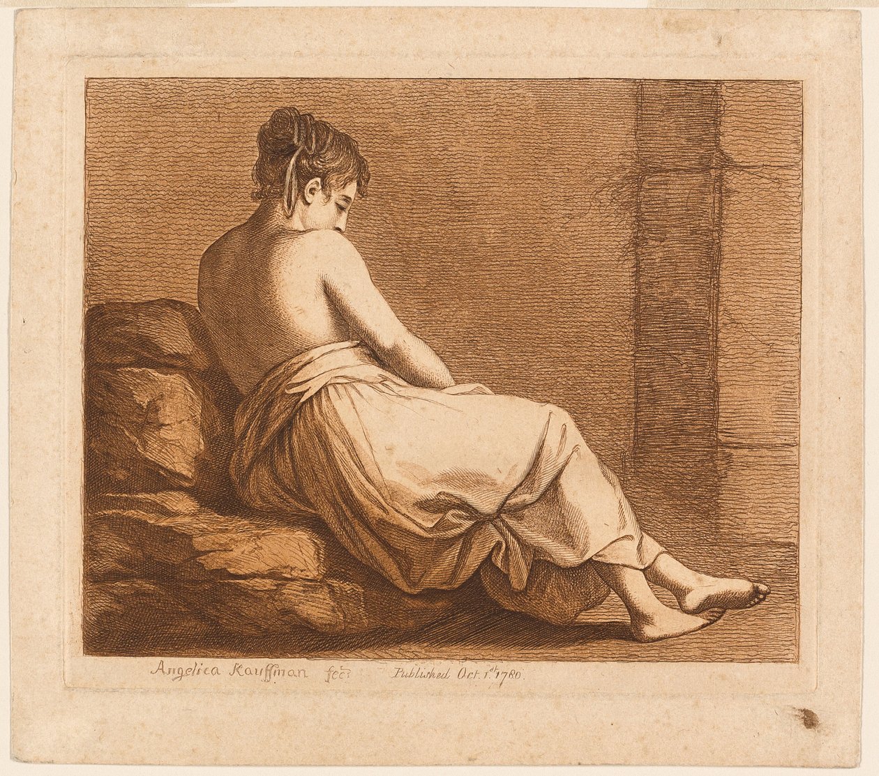 Liegendes Mädchen von hinten gesehen von Angelica Kauffmann