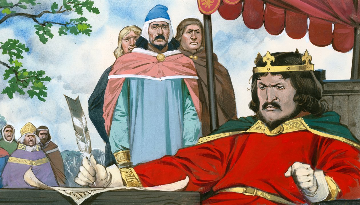 König Johann unterzeichnet widerwillig die Magna Carta von Angus McBride