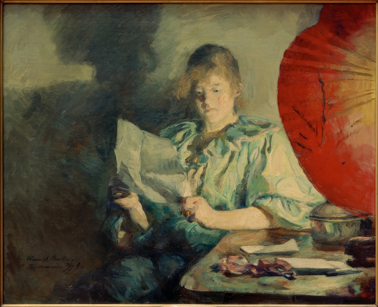 Abend, Interieur von Anna Ancher