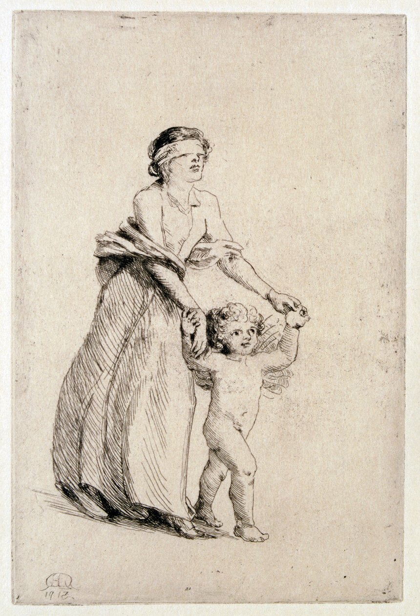 Amor führt ein blindes Mädchen, 1912 von Anna Lea Merritt