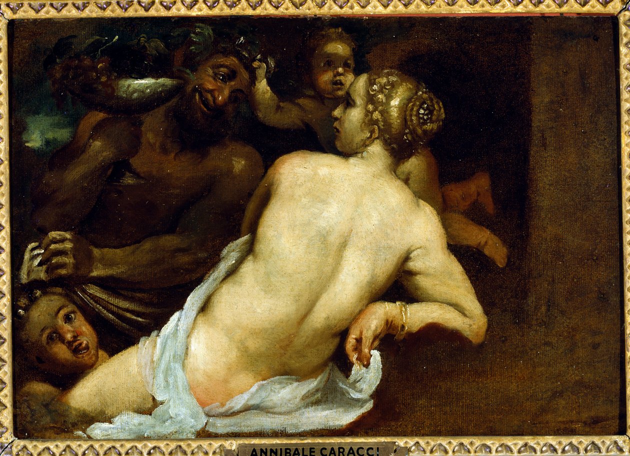 Nymphe und Satyr von Annibale Carracci