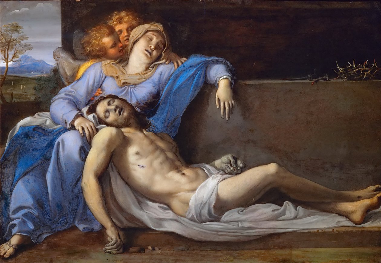 Pietà mit zwei Engeln von Annibale Carracci