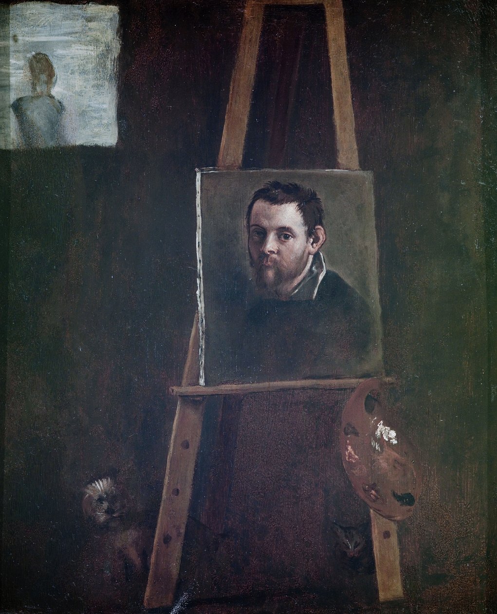 Selbstporträt auf einer Staffelei montiert, 1605 von Annibale Carracci