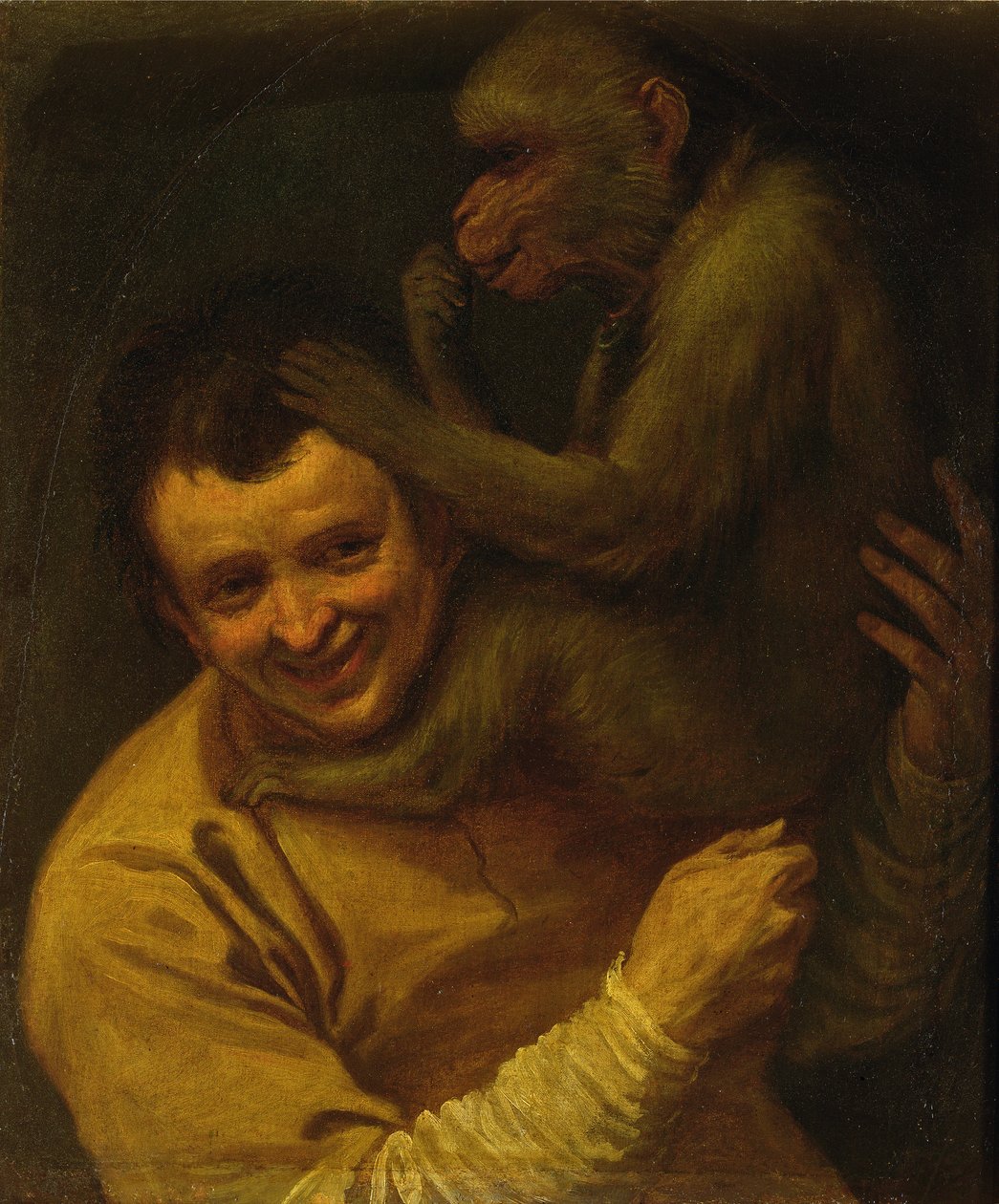 Mann mit Affe von Annibale Carracci